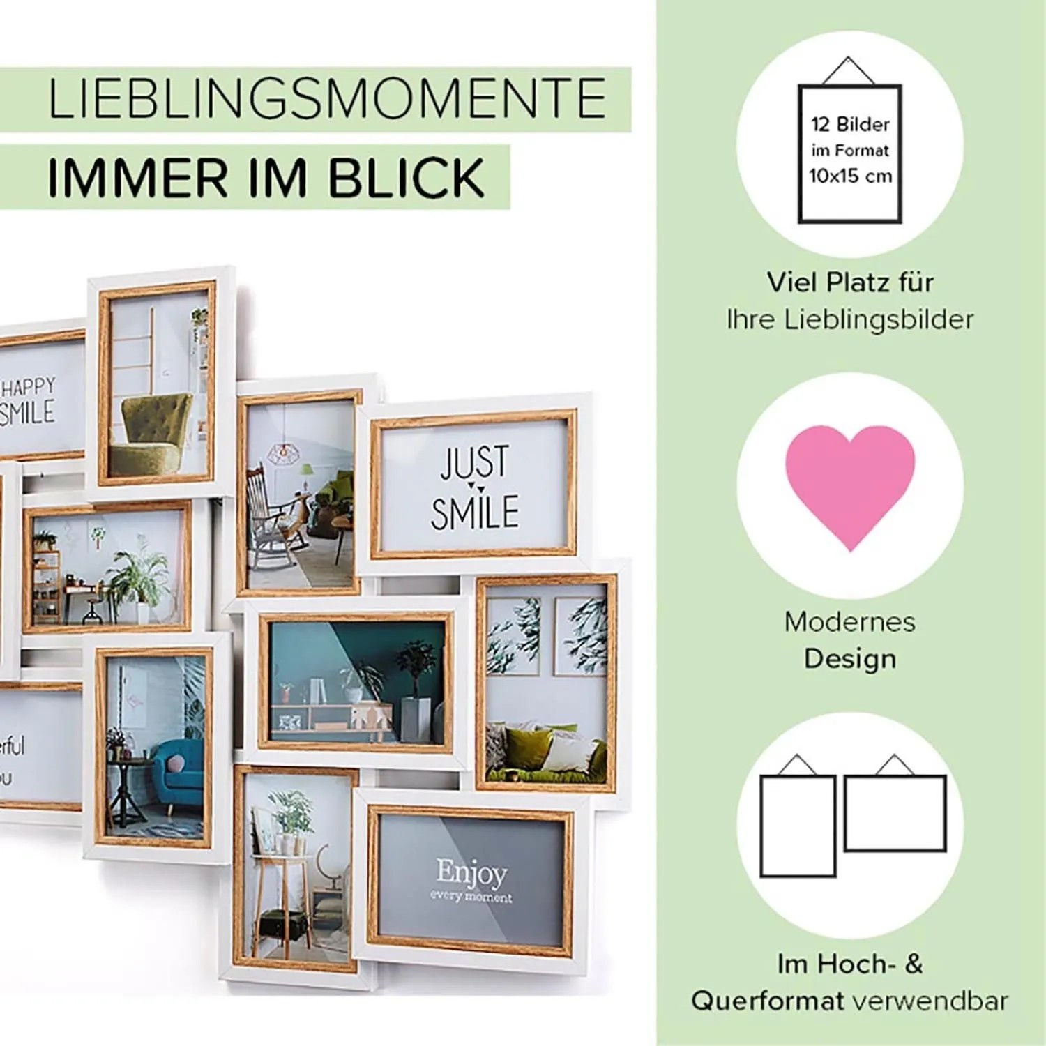 Kobolo Bilderrahmen Collage Merhfachbilderrahmen BIG Holz 12 Bilder 54x61cm_4