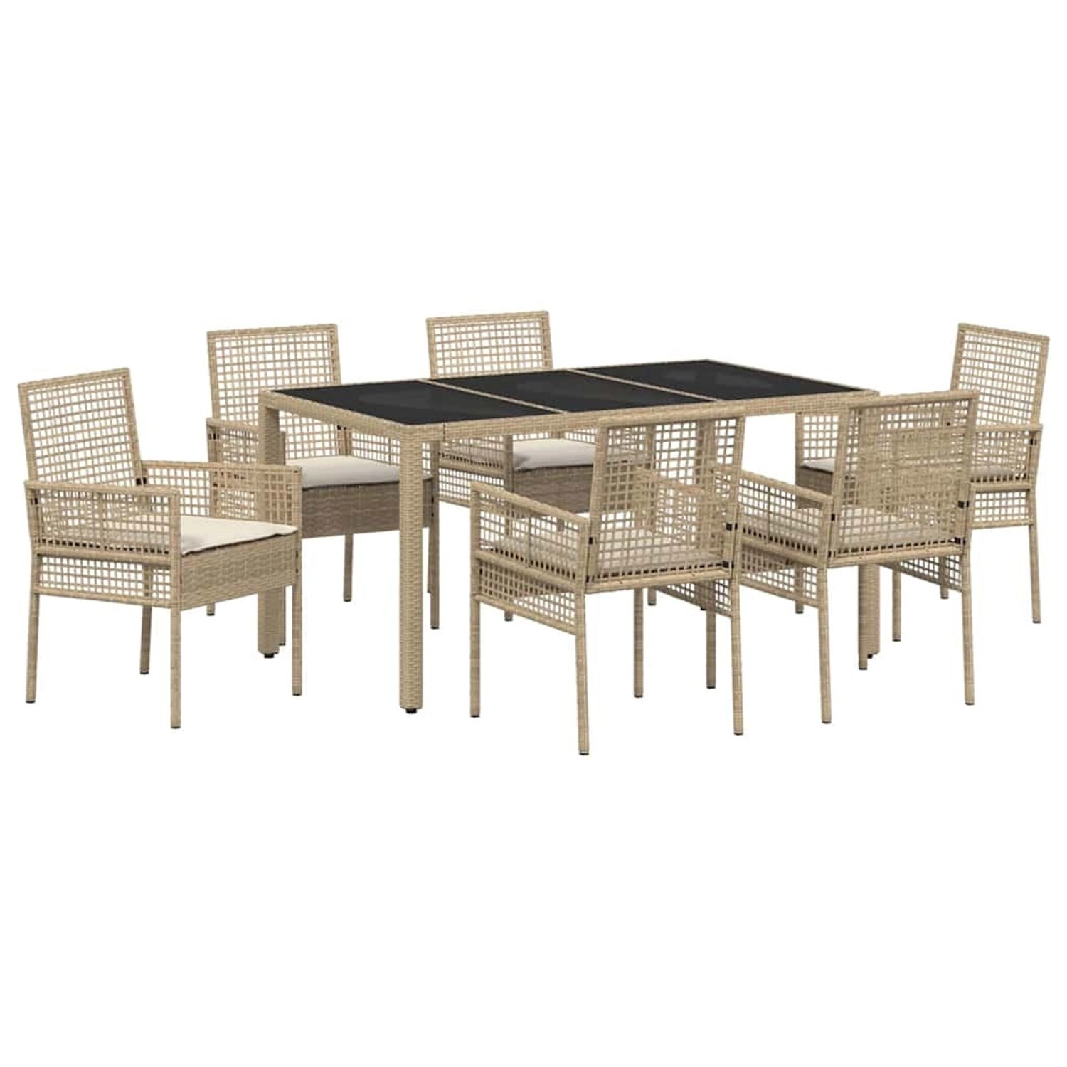 vidaXL Garten Essgruppe 7-Tlg Beige Poly Rattan 3334890 günstig online kaufen