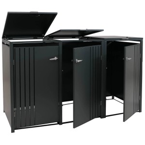 Proregal 3er-Mülltonnenverkleidung Mit Deckel HxBxT 122x200x84 cm Anthrazit Mülltonne 83kg