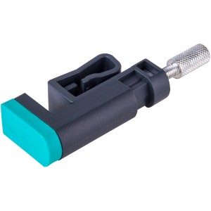 wolfcraft Kantenspanner KS 24, 2er-Set. Spannwerkzeug zum Fixieren von Anleimern, mit blau-grüner Spitze.