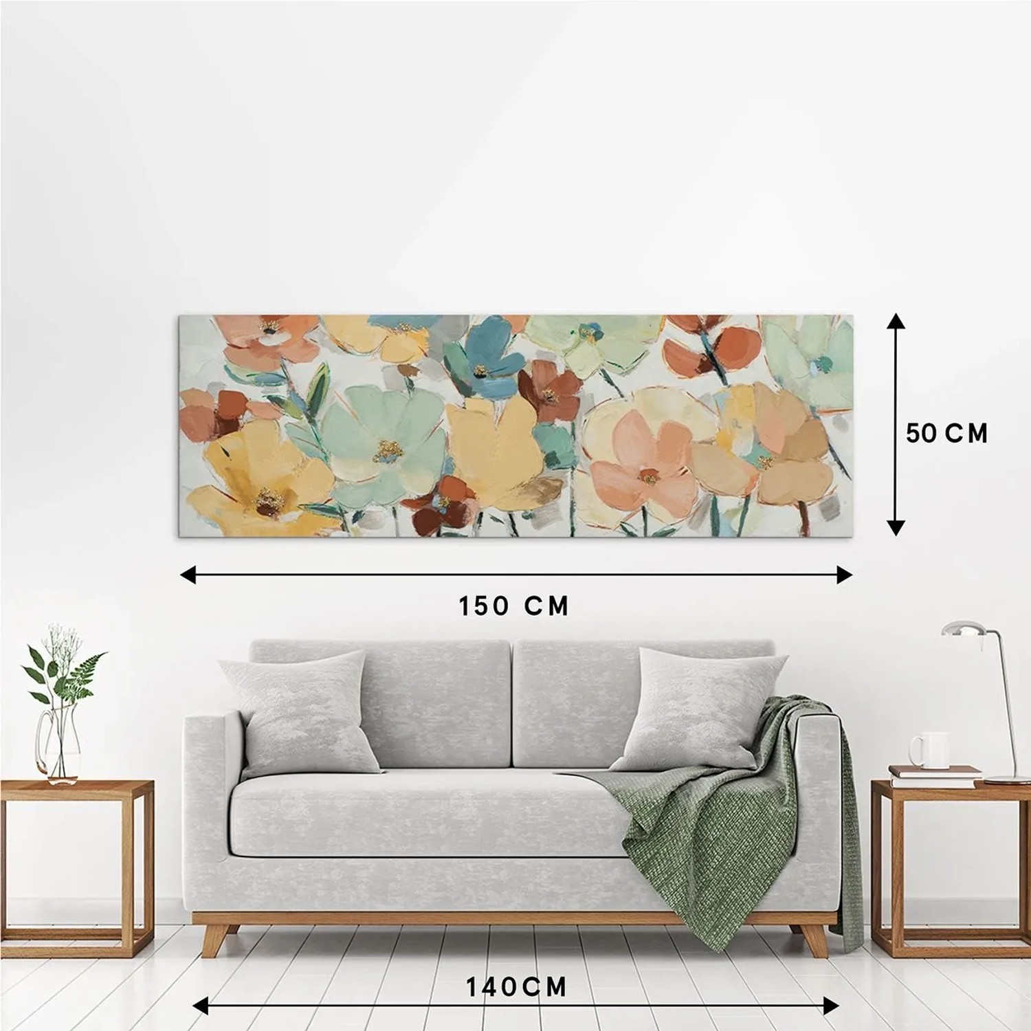 Art Universe Leinwandbild Pastellblumen 50 x 150 cm