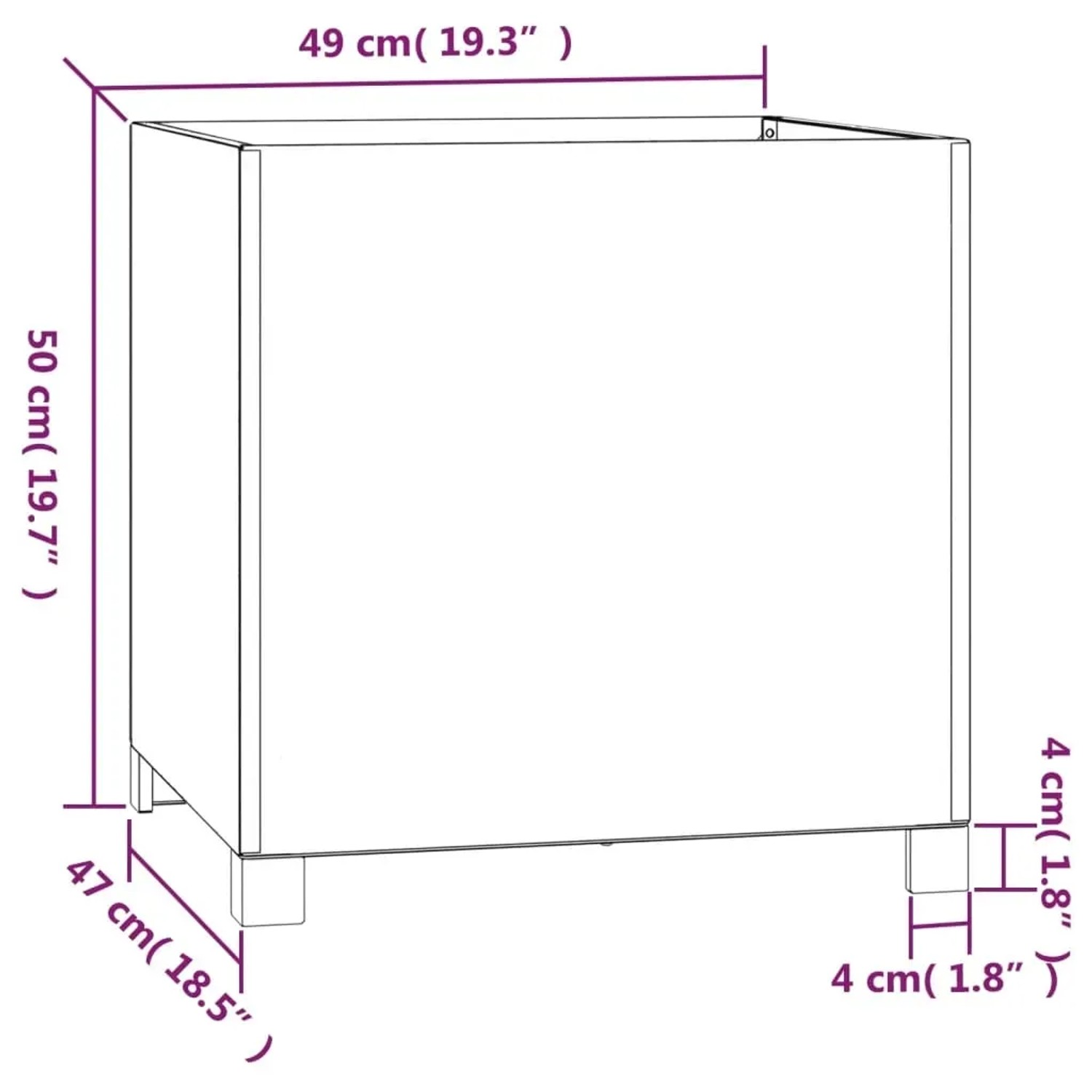 vidaXL Pflanzkübel mit Beinen 2 Stk Rostig 50x50x50 cm Cortenstahl 823683_10