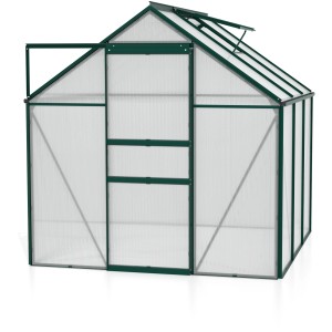 Vitavia Gewächshaus Comet 3800 Smaragd, 195x195 cm, mit Schiebetür und Dachfenster.