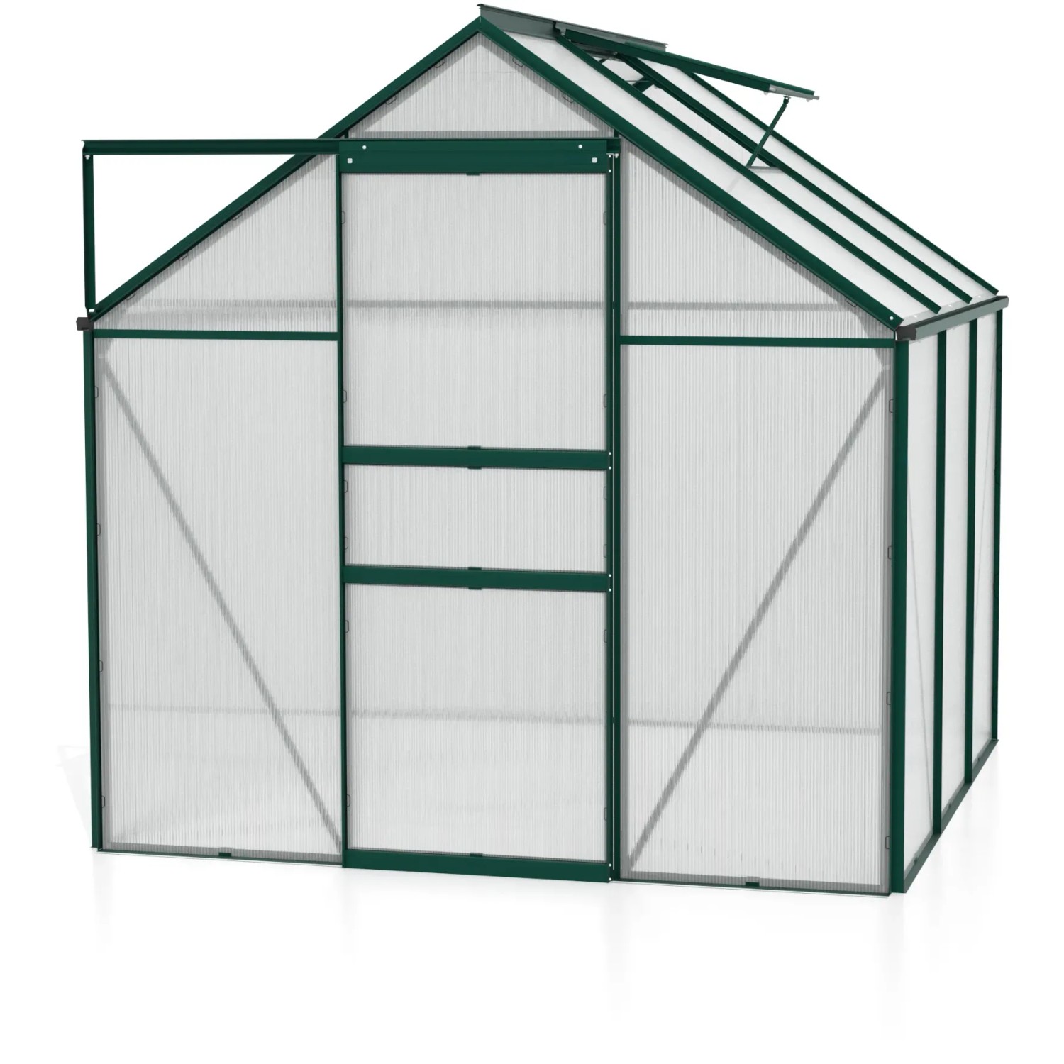 Vitavia Gewächshaus Comet 3800 Smaragd, 195x195 cm, mit Schiebetür und Dachfenster.