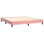 Rosa vidaXL Boxspringbett 180x200cm mit Lattenrost und schwarzen Füßen.
