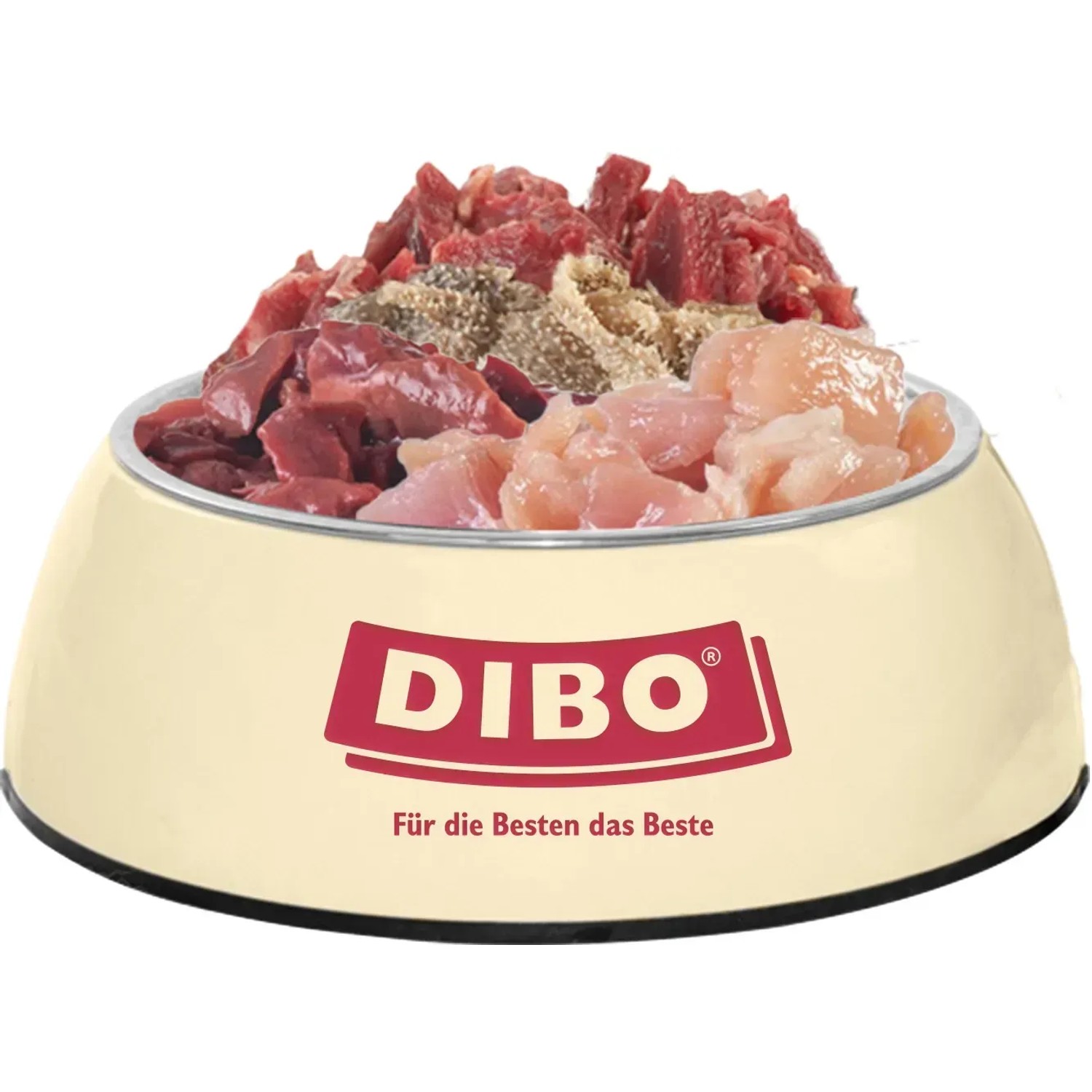 Dibo Hunde-Barf Ideal-Mix im Napf: Frostfutter mit Rind, Hähnchen & Innereien für eine artgerechte Ernährung.