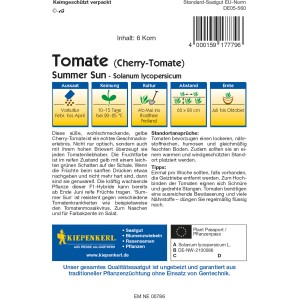 Kiepenkerl Cherry-Tomate Summer Sun F1-Hybride Samenpackung