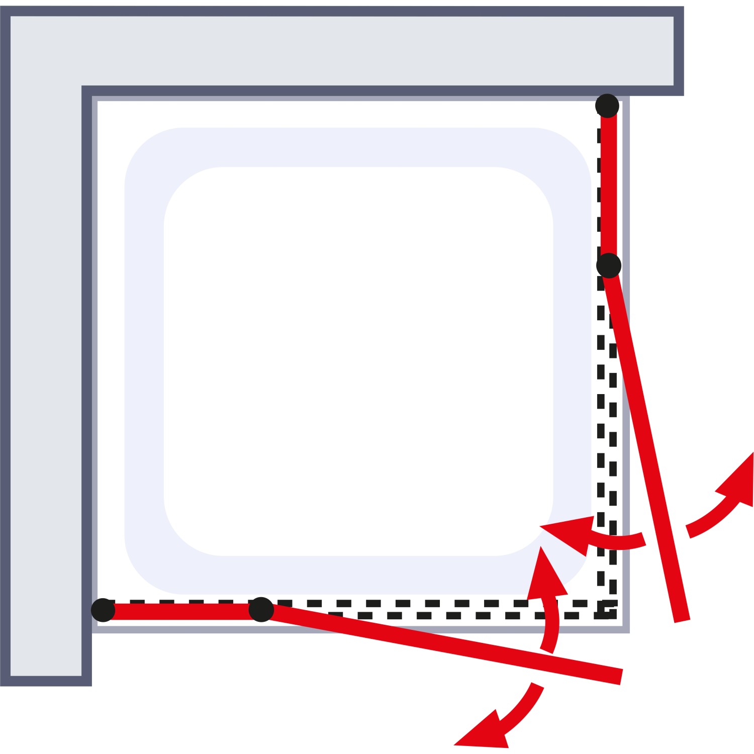 Eckeinstieg Schulte AlexaStyle2.0, Alu-Natur, klares Glas, 100x100cm, für Eckdusche.