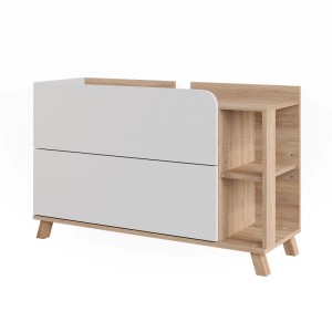 Vicco Waschbeckenunterschrank Karen, Sonoma/Weiß, 100 cm breit, mit 2 Türen und Schubladen.