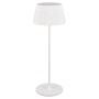 Weiße Reality LED-Tischleuchte Suarez, dimmbar, mit Ladestation. Ø 13,5 cm.