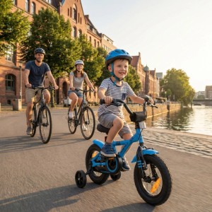 PROMETHEUS BIKES Kinderfahrrad 12 Zoll ab 3 Jahre mit Stützrädern und Rücktrittbremse Blau