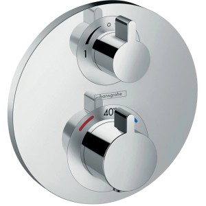 Hansgrohe Ecostat S Thermostat Unterputz Chrom für 2 Verbraucher mit zwei runden Drehreglern.