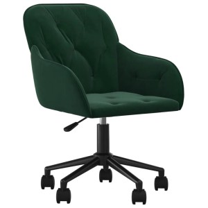 Dunkelgrüner Samt Bürostuhl mit Rollen und höhenverstellbarem Fußkreuz. Eleganter Drehstuhl für Büro oder Home-Office.