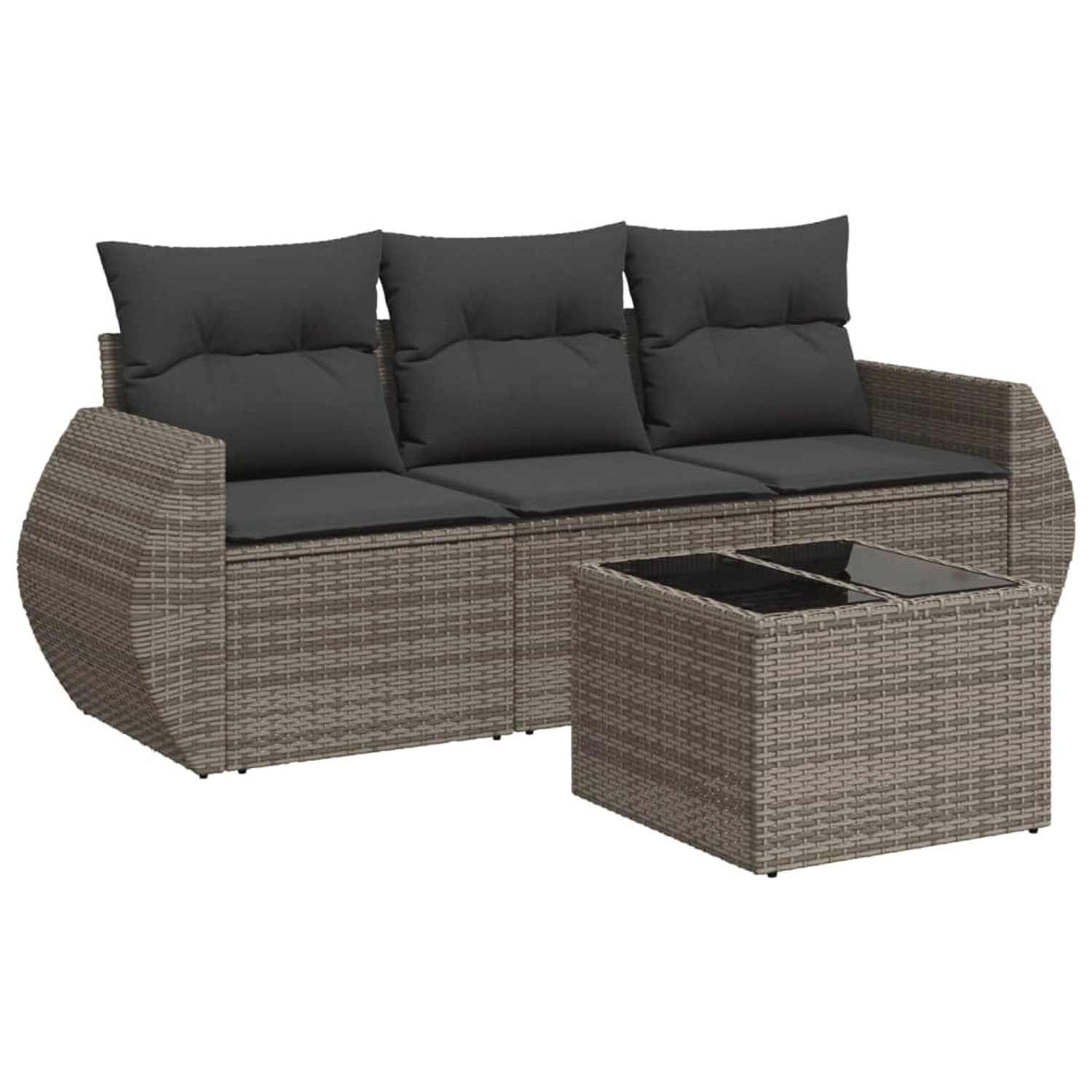 vidaXL 4-Tlg Garten-Sofagarnitur mit Kissen Grau Poly Rattan 3253407 günstig online kaufen