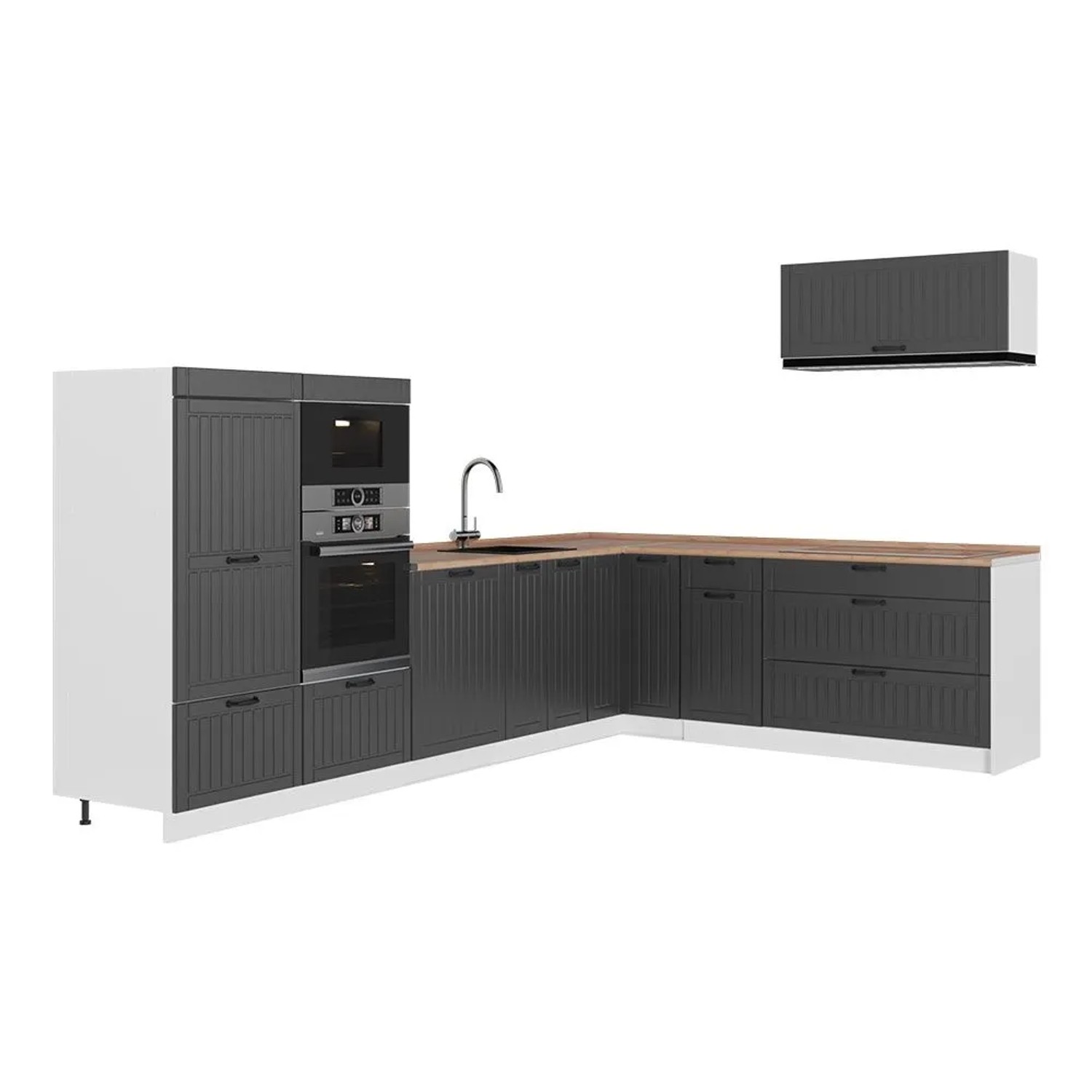 Vicco Eckküche Fame-Line Dunkelgrau/Weiß 327 x 154 AP Eiche Art Nr 64421