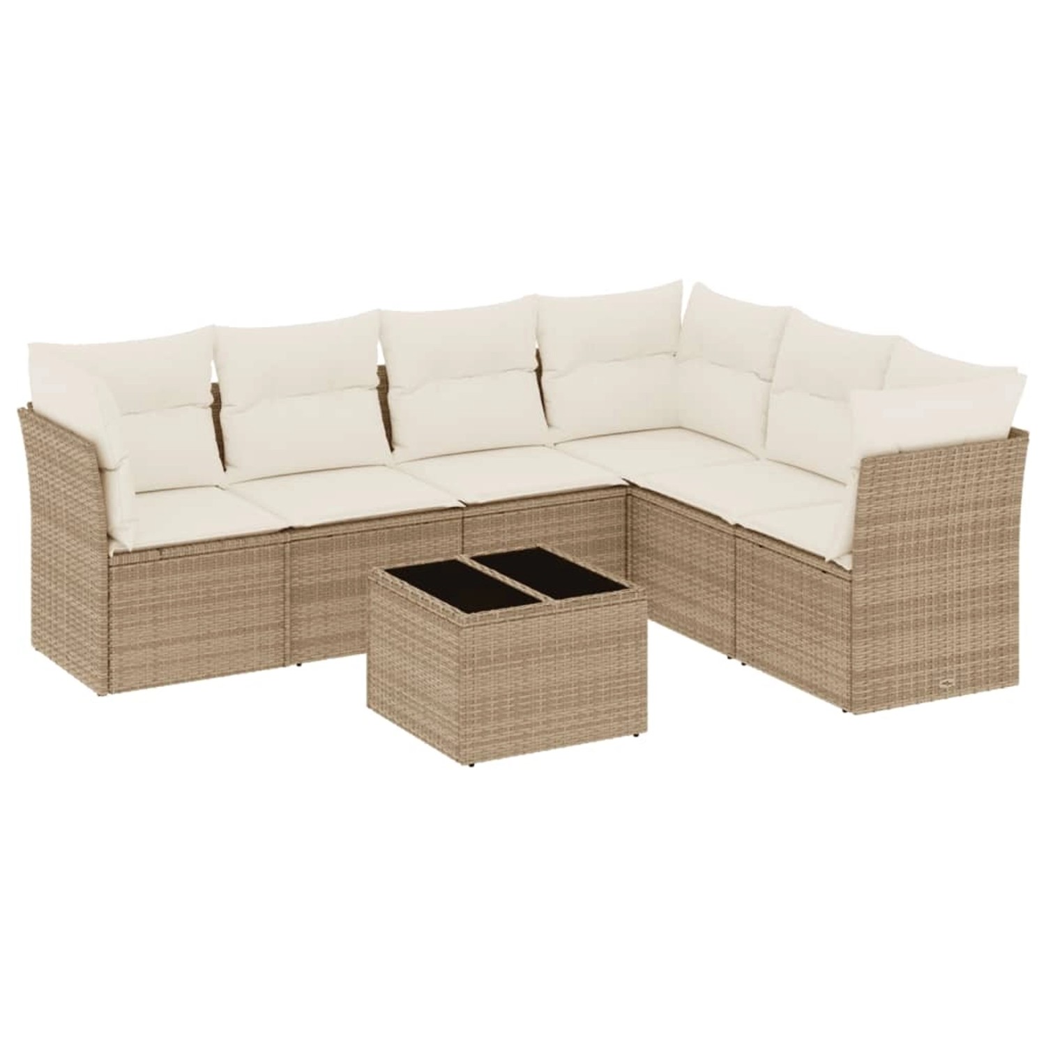 vidaXL 7-Tlg Garten-Sofagarnitur mit Kissen Beige Poly Rattan 3217688 günstig online kaufen