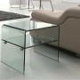 Transparenter Glas-Nachttisch Stileos mit Ablage, 48 cm, modernes Design. Ideal für Schlafzimmer.