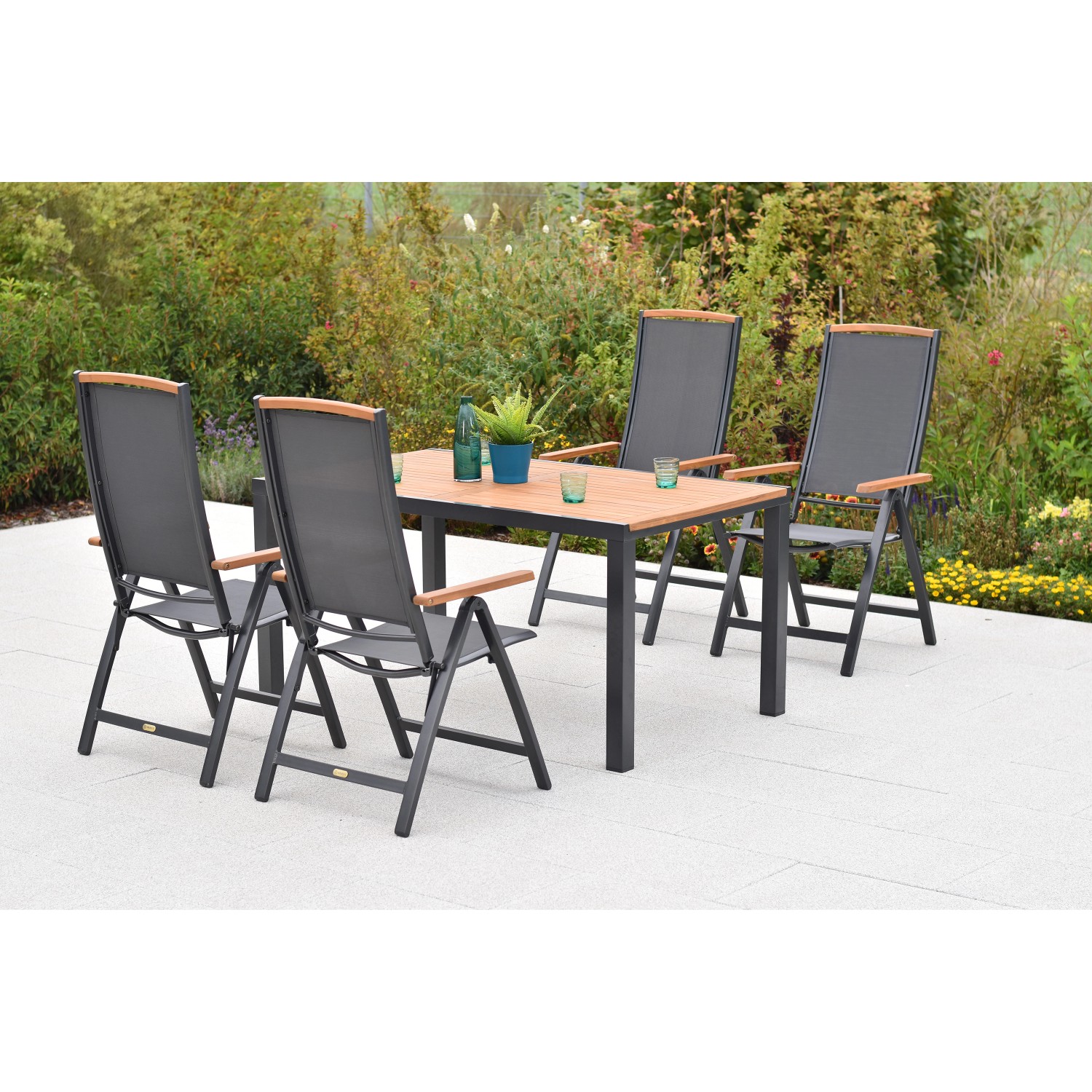 Merxx Siena Set 5-tlg. 4 Klappsessel Gartentisch 150 x 90 cm