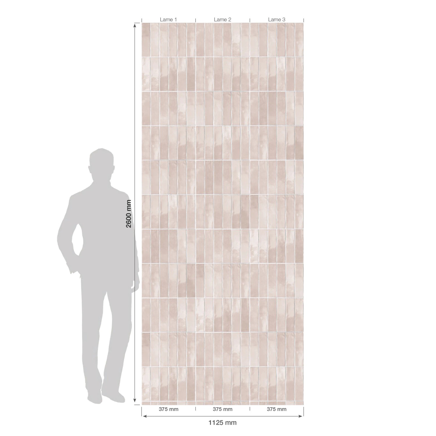 Grosfillex Wandpaneel Element 3D Optik Vertical Tiles Rose, 260x37,5cm, Dekor-Paneel