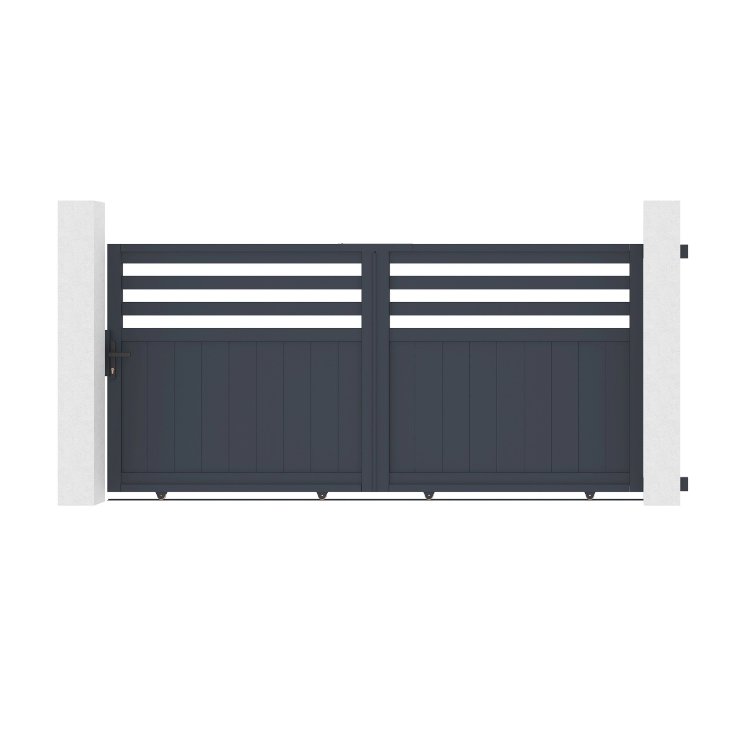 Casanoov Schiebetor Nevis 300x140cm Aluminium & 2 Eifel Pfosten H.166cm Gra günstig online kaufen