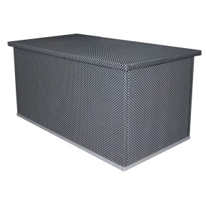 Anthrazitfarbene Wilk Aufbewahrungsbox in Rattanoptik, 64x120x67 cm, für Innen- und Außenbereich.