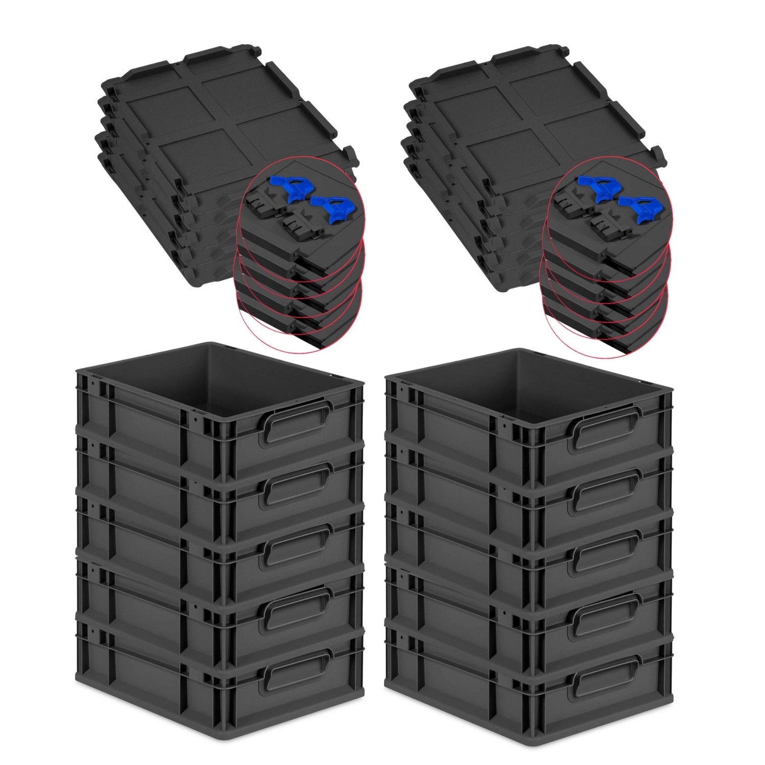 PROREGAL SuperSparSet 10x Eurobox Nextgen Grip Mit Scharnierdeckel Und Blau günstig online kaufen