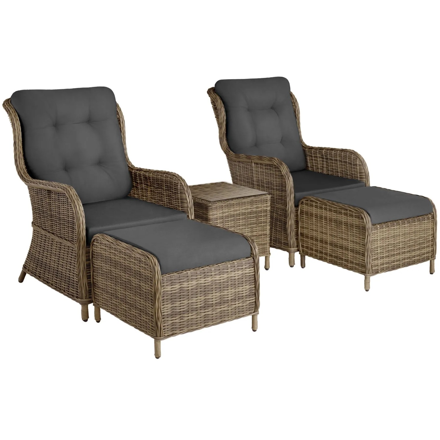 Tectake Aluminium Rattan Sitzgruppe Benissa Für 2 Bis 4 Personen Wetterfest und Uv Beständig  Hochwertiges Geflecht  90 x 67 x 100 cm Natur