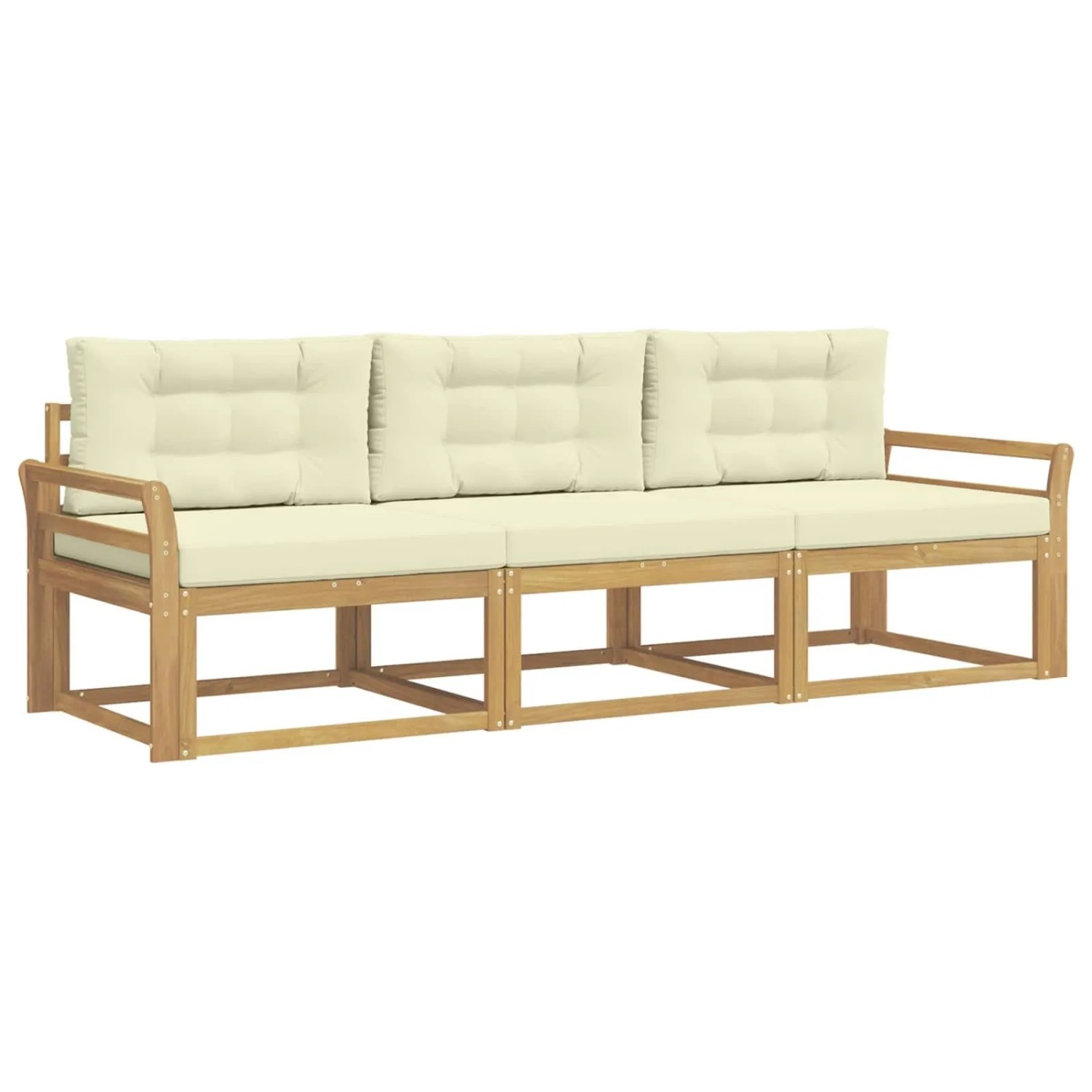 vidaXL Outdoor-Sofagarnitur mit Kissen 3 Stk Weiß und Creme Polyester 3385989