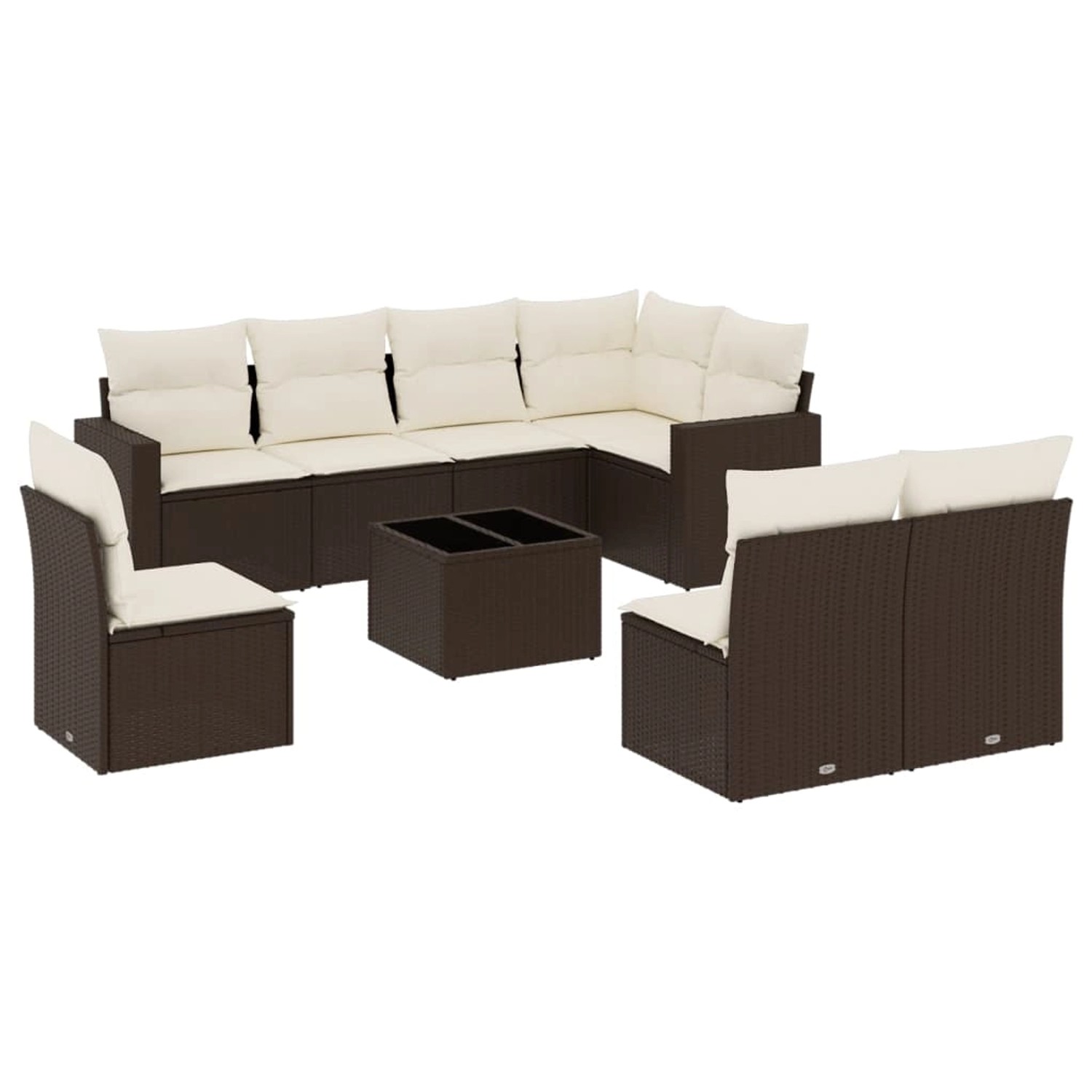 vidaXL 9-Tlg Garten-Sofagarnitur mit Kissen Braun Poly Rattan 3219073 günstig online kaufen