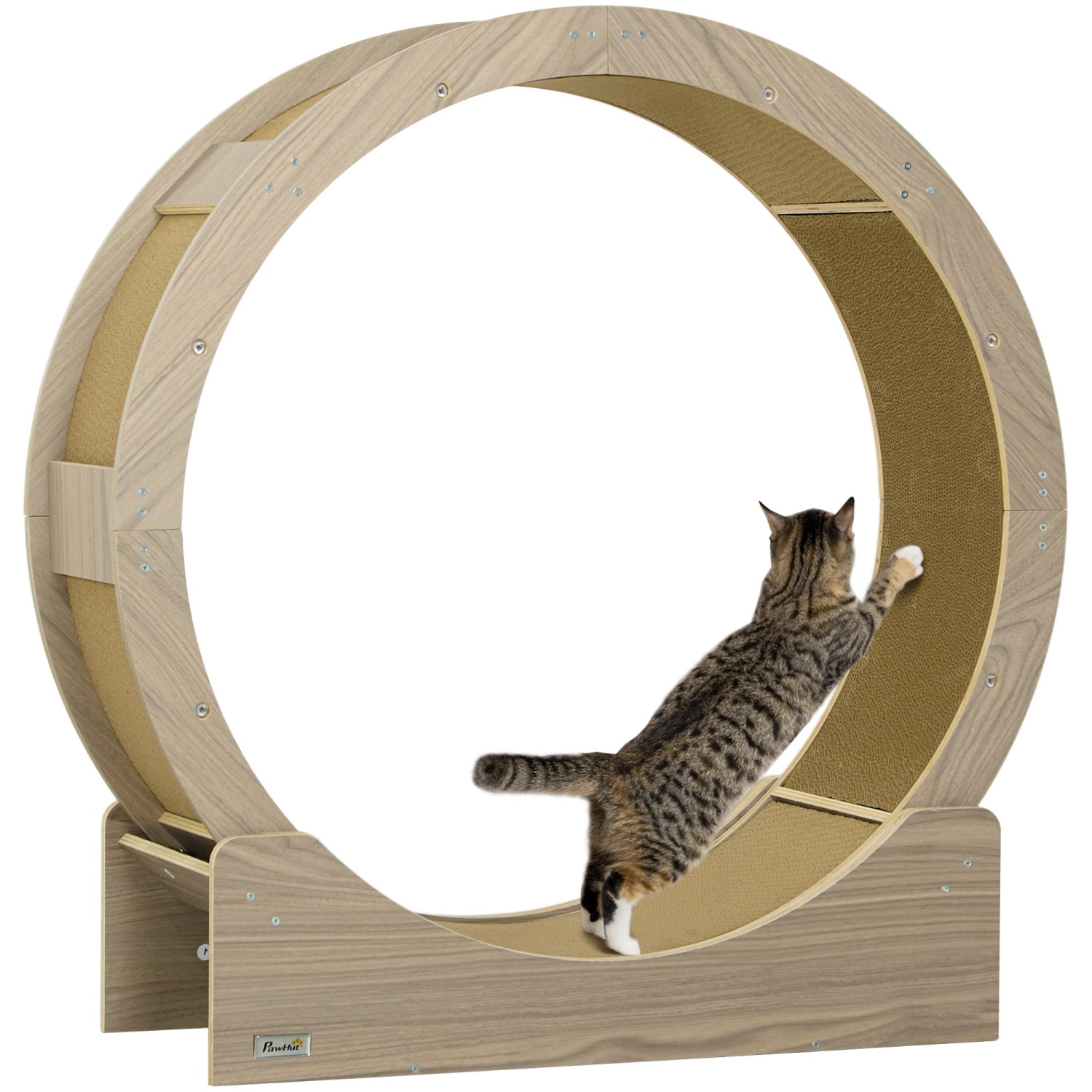 PawHut Katzenlaufrad Mehrschichtplatte Wellpapier Walnuss 91L x 33,5B x 94H günstig online kaufen