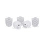 Fünf weiße WC-Bürstenköpfe aus Kunststoff, 8 cm Durchmesser, als 5er Set Ersatz für WC-Bürsten.