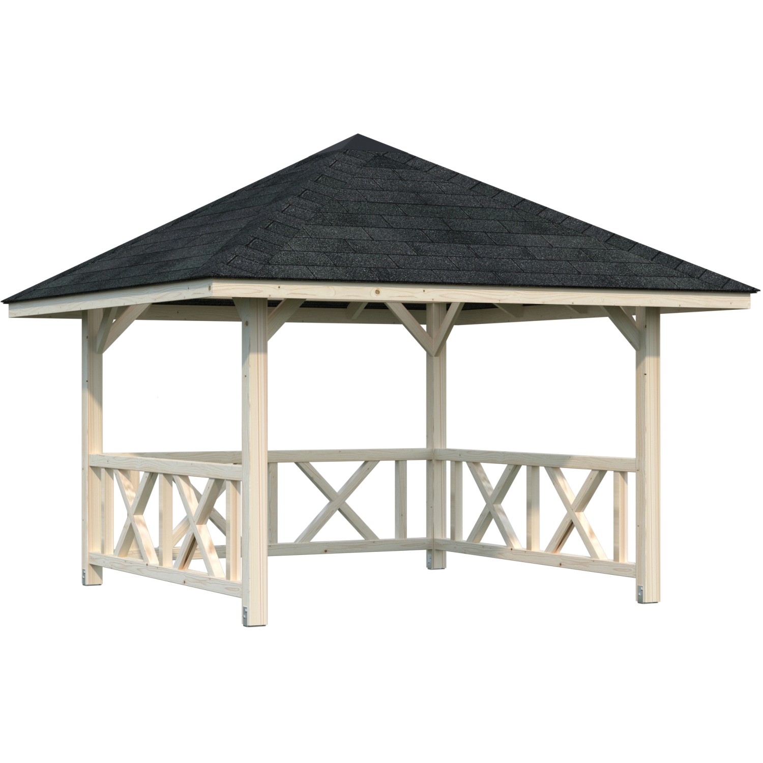 Palmako Holz-Pavillon Bianca 8,3 m² Set 1 Tansparent Tauchgrundiert