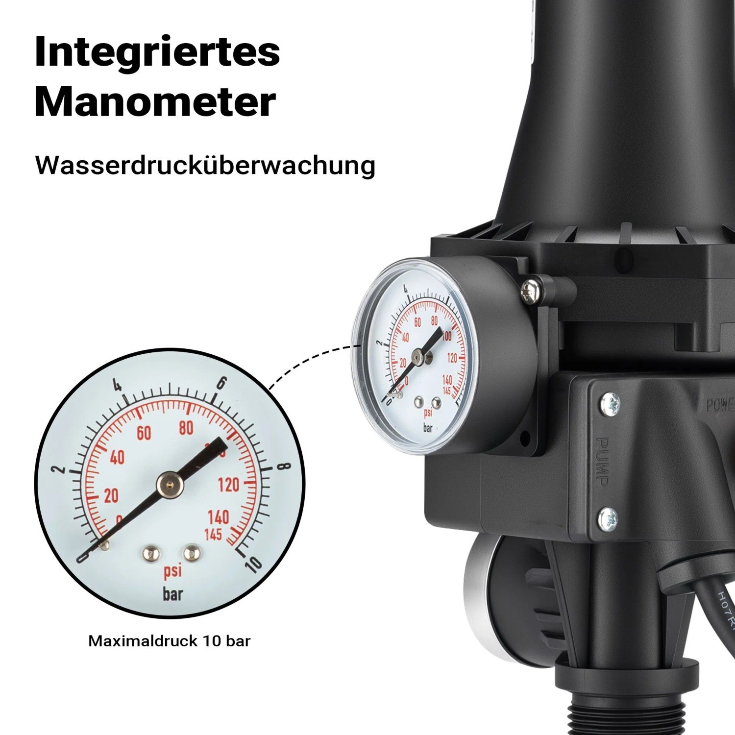 Wiltec Druckschalter Kabel Skd-3 230V 1-Phasig Pumpensteuerung Hauswasserwerk_4