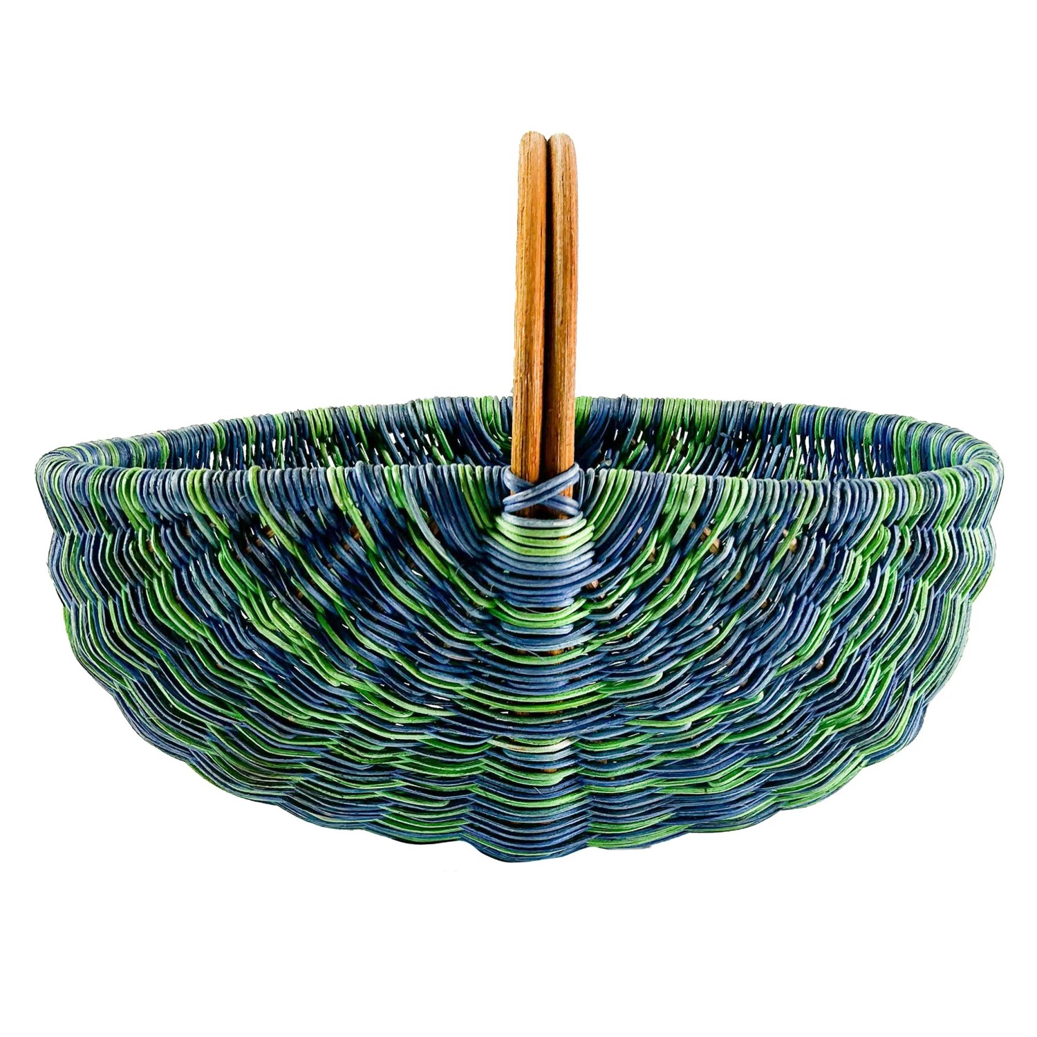 Kobolo Einkaufskorb Geflockten Korb Rattankorb Multicolor Blau 50x35x37 cm