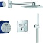 GROHE SmartControl Unterputz Duschsystem Chrom. Set mit quadratischer Kopfbrause, Handbrause, Bedienelement und Installationsboxen.