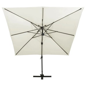 vidaXL Ampelschirm mit Doppeldach 300 x 300 cm Sand 312368