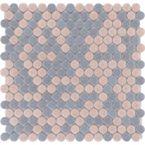 Knopfmosaikmatte in Beige, Grau meliert, 31x31 cm. Mosaikfliese für Bad und Küche.