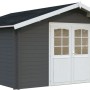 Palmako Gartenhaus Lotta, 380x380 cm, dunkelgrau-weiß lackiert, mit Doppeltür.