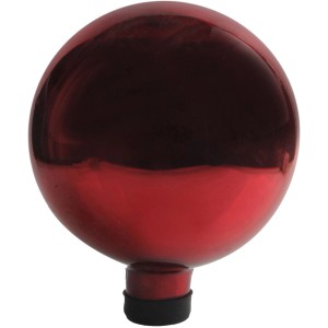 Rote Rosenkugel, Ø 12 cm, aus Glas für die Gartendekoration.