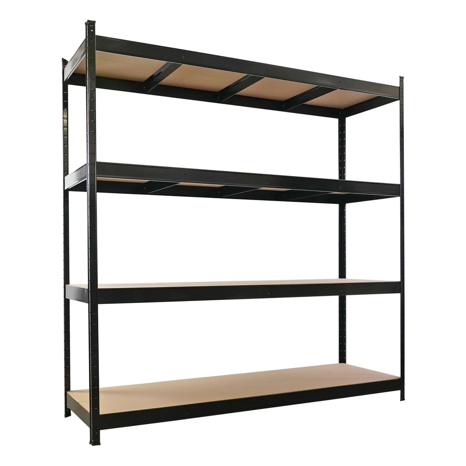 PROREGAL Profi Schwerlastregal MDF-Böden HERCULES Schwarz 200x200x60cm 4 MDF-Platten-Ebenen 6,8mm Fachlast 500kg Metallregal Lagerregal