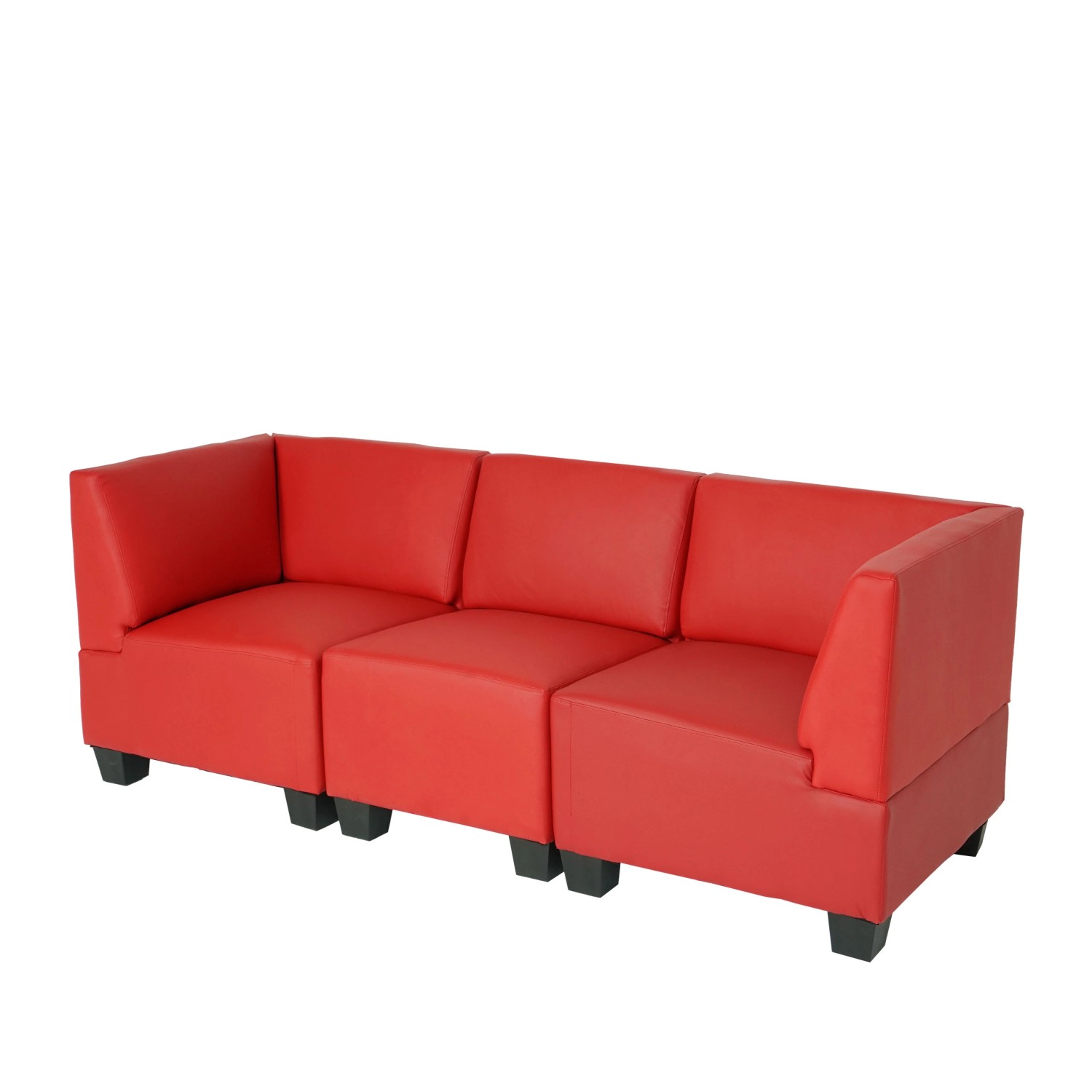 MCW Modular 3-Sitzer Sofa Moncalieri Rot Hohe Armlehnen