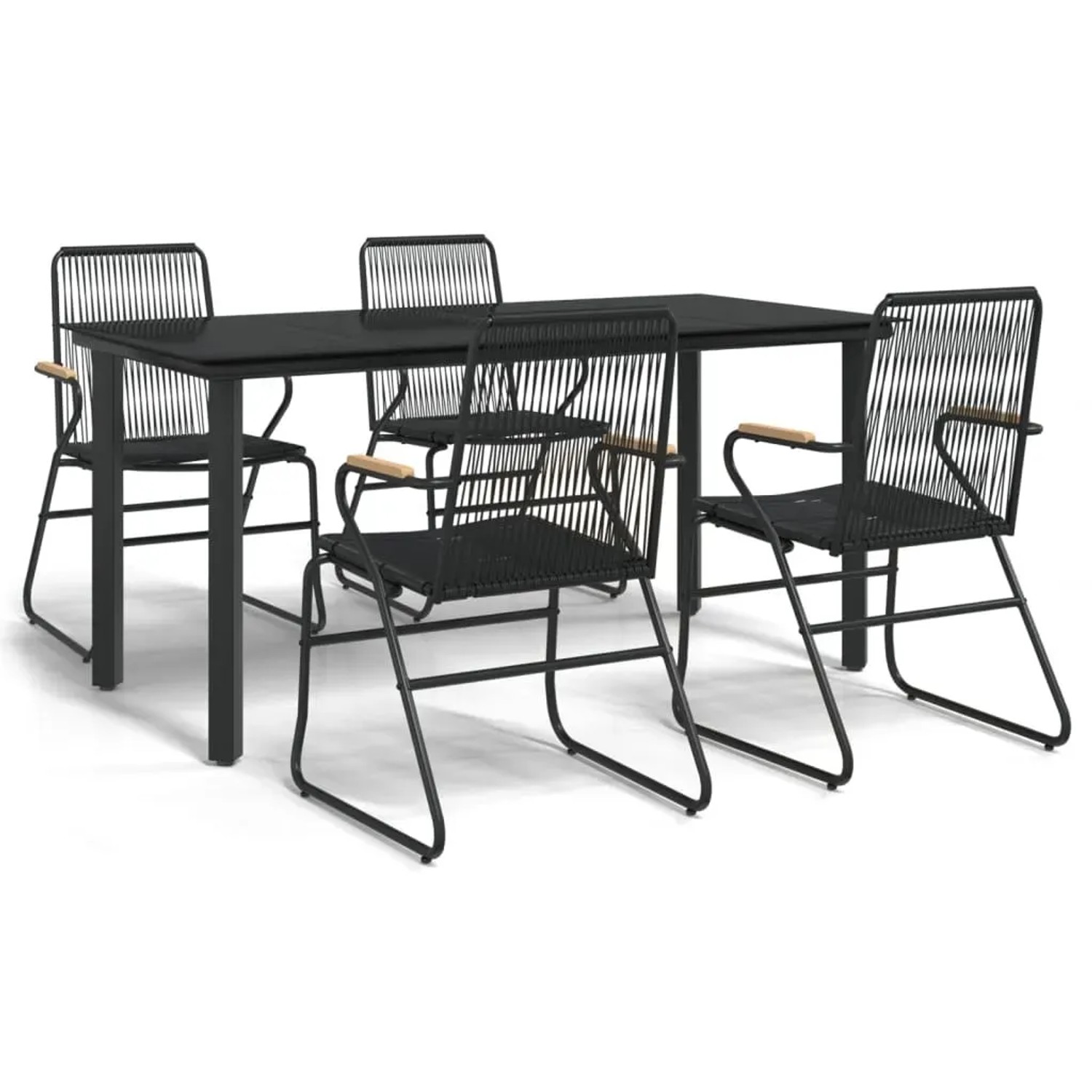 vidaXL 5-Tlg Garten-Essgruppe Schwarz PVC Rattan 3156572
