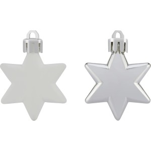 Baumschmuck-Set: 12 Sterne (5 cm) in Silber und Weiß, matte Oberfläche.