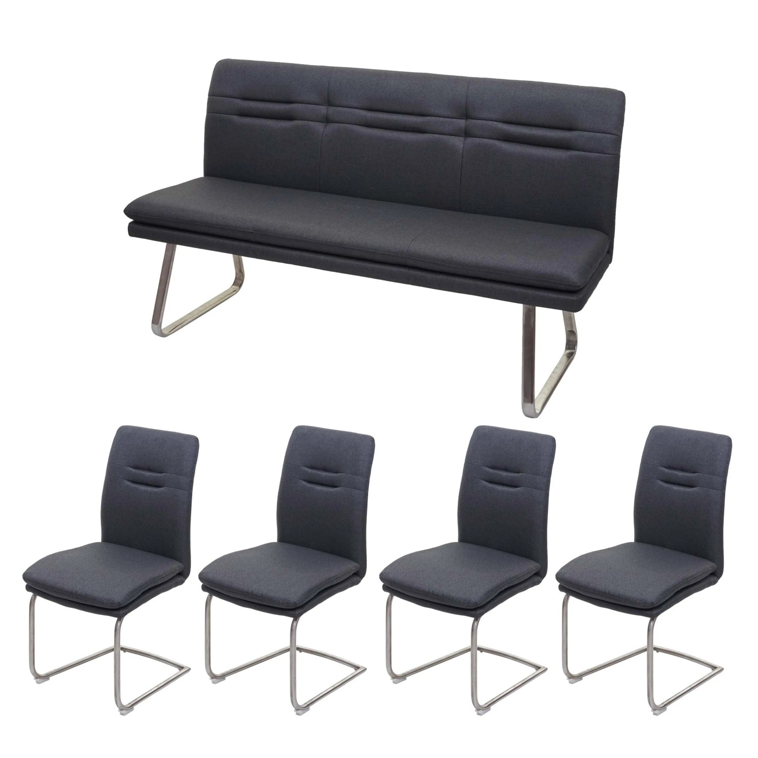 MCW Esszimmer-Set H70 Esszimmergruppe Dunkelgrau 160cm