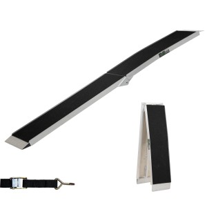 TRUTZHOLM klappbare Auffahrrampe, 228 cm lang, Traglast 340 kg, mit Spanngurt. Zubehör für Autoanhänger.