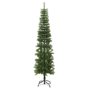 Schlanker, künstlicher, grüner Weihnachtsbaum (240 cm) mit Ständer von vidaXL.