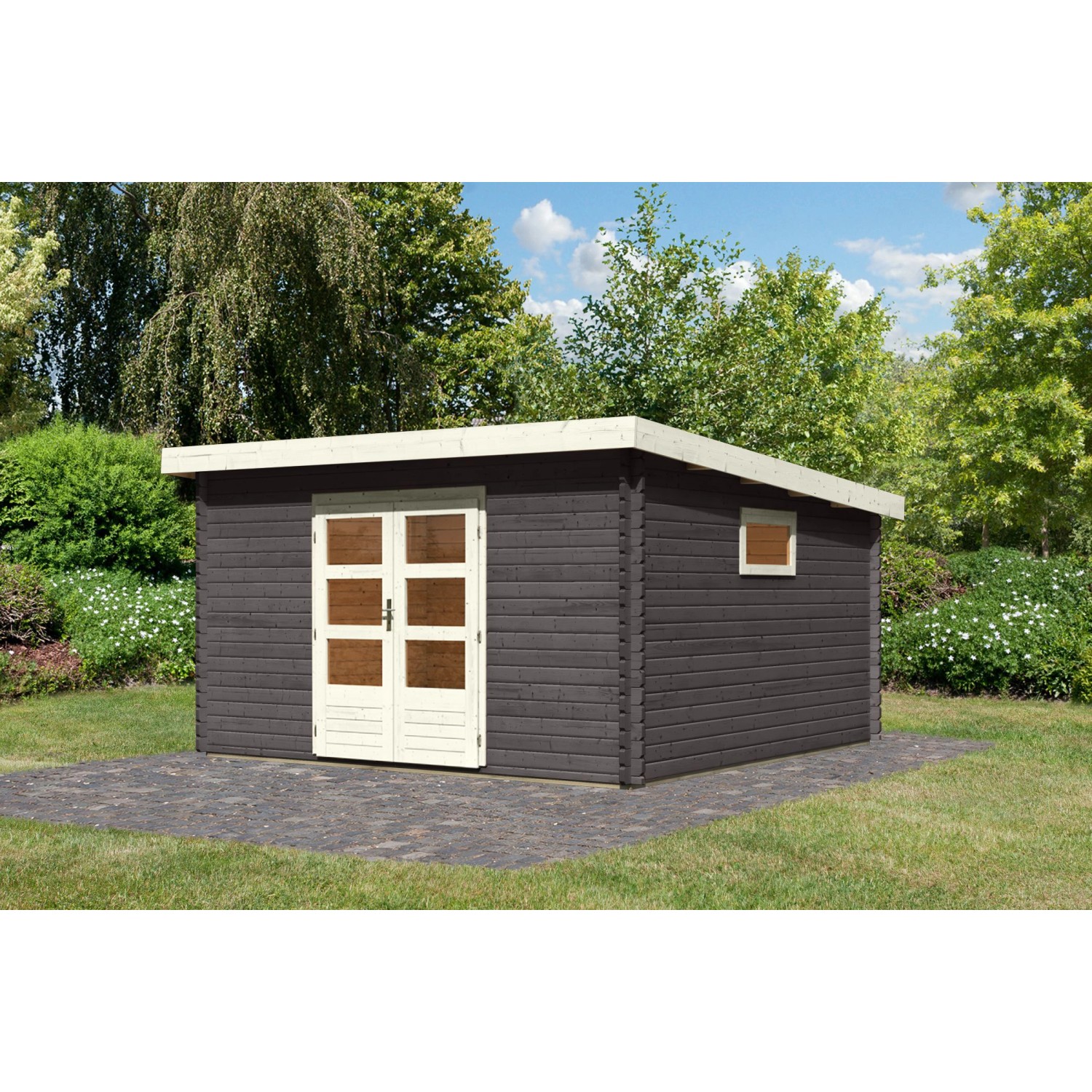 Karibu Gartenhaus Jeebel 6 Terragrau 387 cm x 387 cm günstig online kaufen