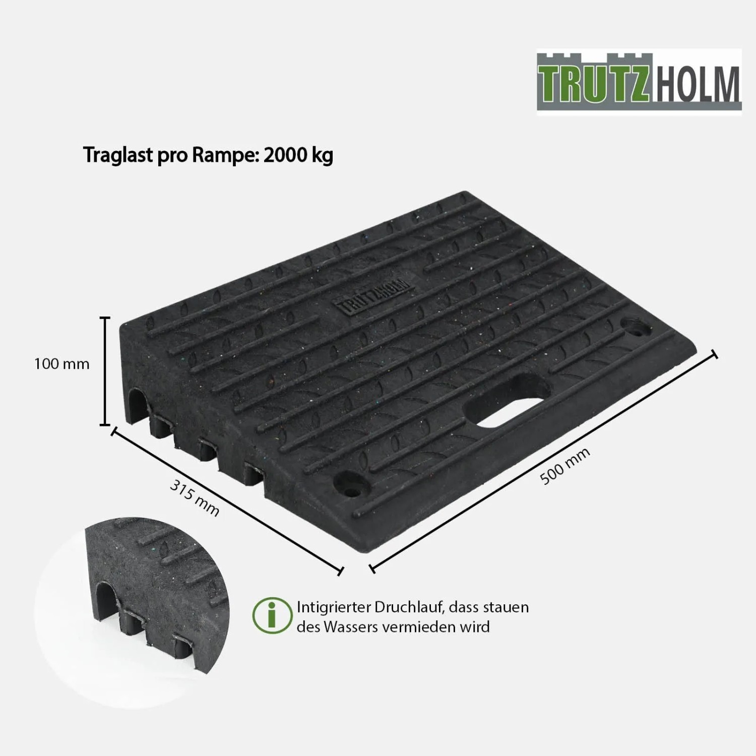 2er Set TRUTZHOLM Bordsteinrampe aus Gummi, 50x32x10cm, je 2t Tragkraft.