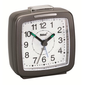 Analoger Quarz-Wecker in Anthrazit mit gut lesbarem Ziffernblatt für den Nachttisch.
