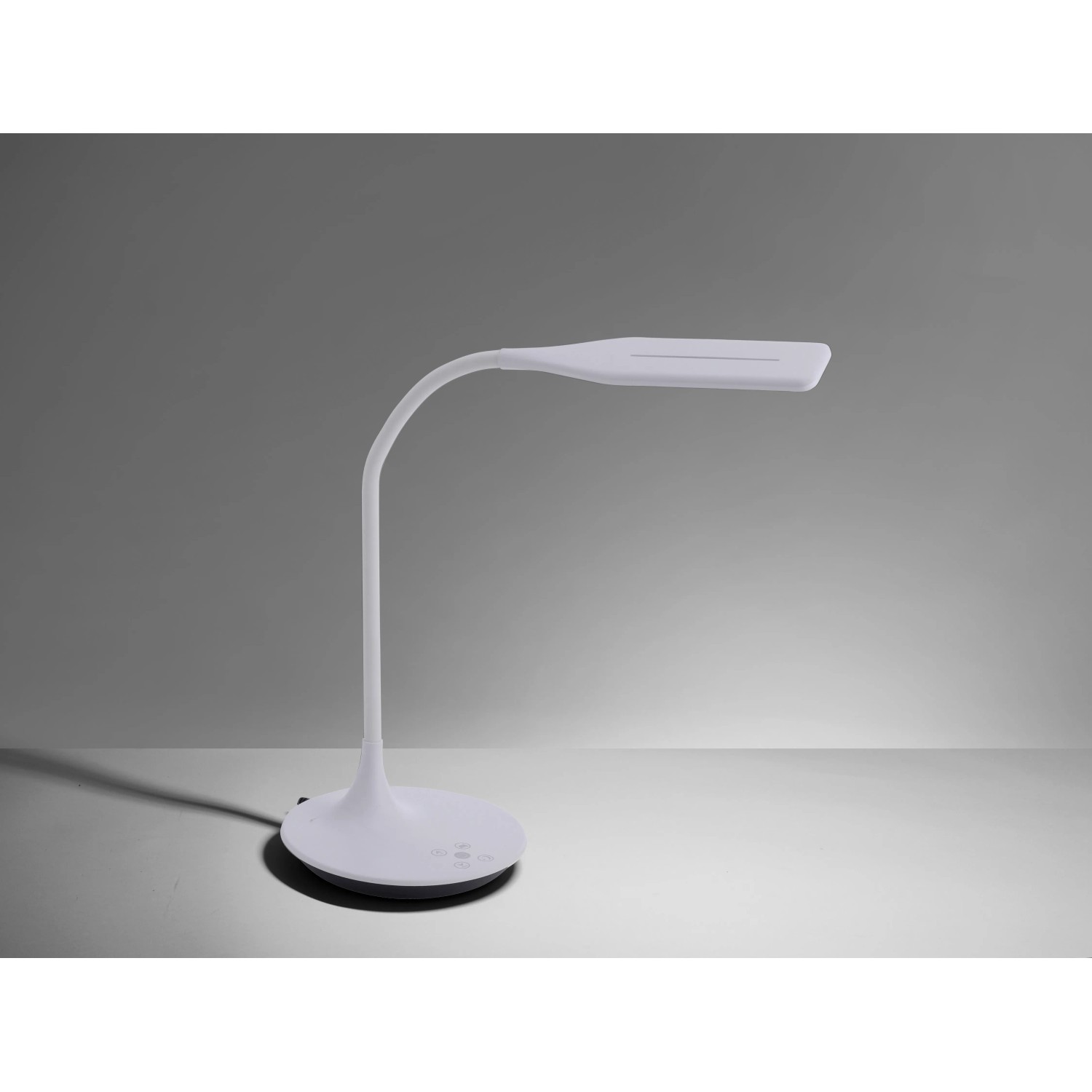 Weiße Just Light Tischleuchte Rafael, höhenverstellbar (30-67cm), mit Touchdimmer.